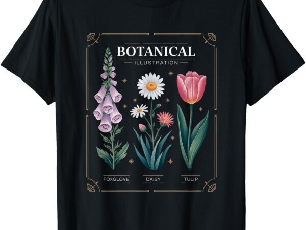 Foxglove daisy tulip field vibe vintage flower arrangement t-shirt