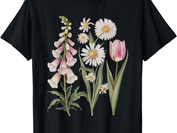 Foxglove daisy tulip wildflower garden harmony design t-shirt