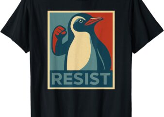 Funny graphic penguin against tariffs penguins resist t-shirt
