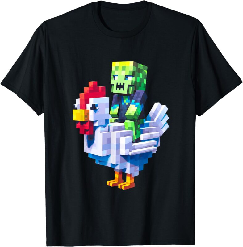 Funny Jock Chicken Zombie Pixel Art Gamer Shirt Boys Kids T-Shirt