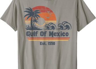 Gulf Mexico Est 1550 Beach Waves Retro Men Boys Kids Women T-Shirt