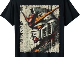 Japanese Mecha Robot Head Vintage Anime Art Men Boys Kids T-Shirt