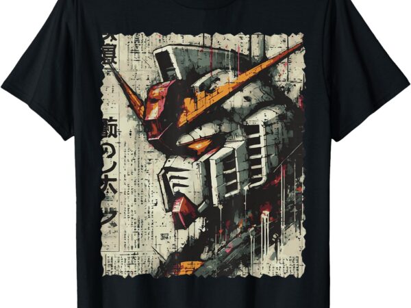 Japanese mecha robot head vintage anime art men boys kids t-shirt