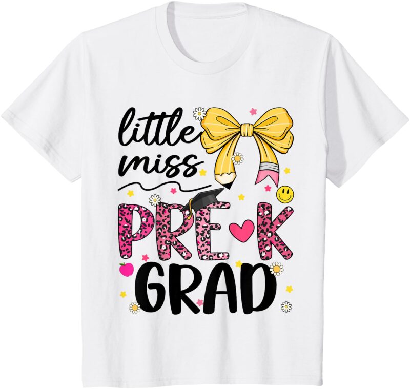 Kids Little Miss PreK Graduation Graduate Coquette Bow Kids Girls T-Shirt