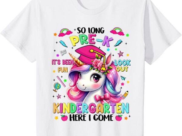 Kids so long prek pre-k graduation graduate unicorn kids girls t-shirt
