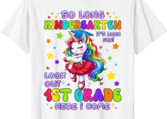 Kindergarten Graduation 2025 Graduate Girls Unicorn 1st Grad T-Shirt