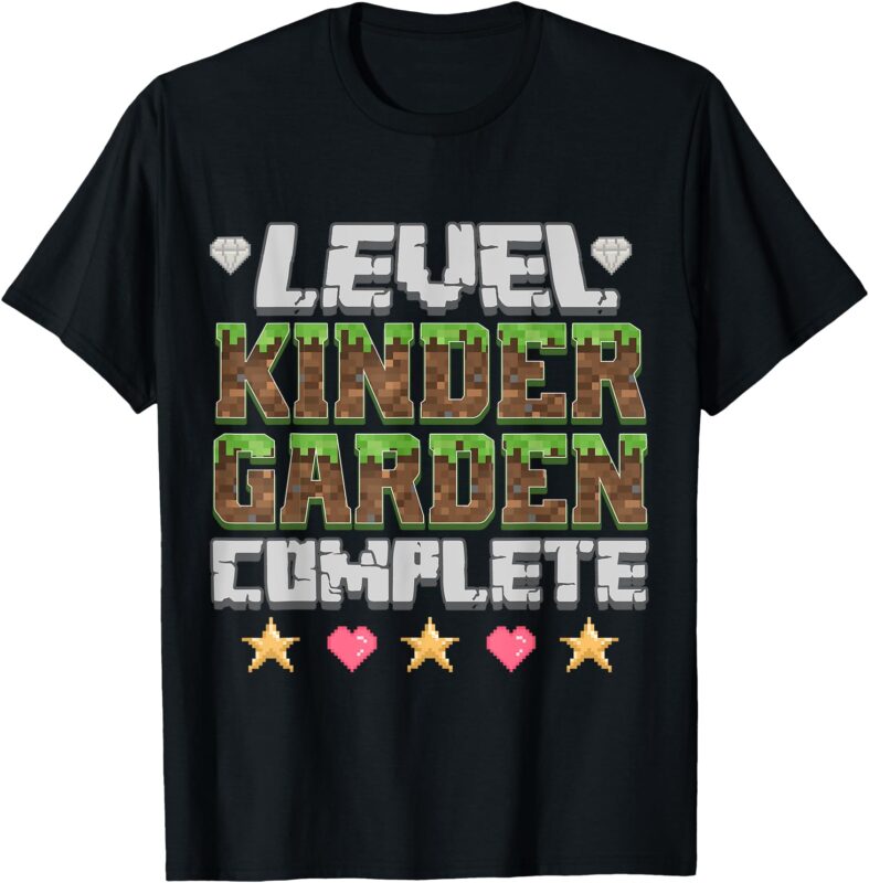 Level Kindergarten Complete Game Pixel Gamer Boy Graduate T-Shirt
