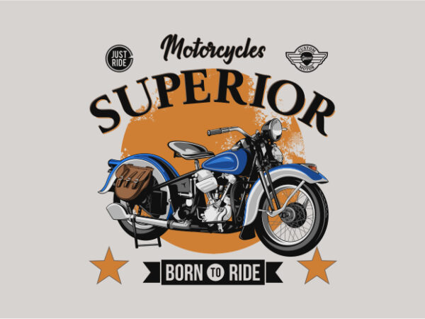 Superior bike custom blue retro motorcycle vector