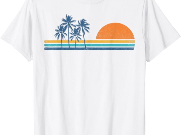 Retro 70s sunset palm trees vintage tropical beach graphic t-shirt