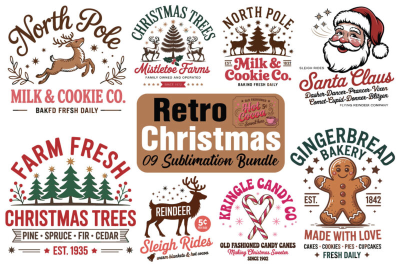 Retro christmas sublimation svg bundle