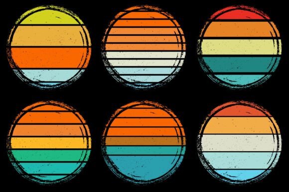 Retro Vintage Sunset Grunge Background Bundle