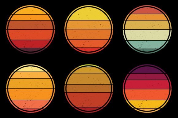 Retro Vintage Sunset Grunge Background Bundle