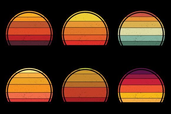 Retro Vintage Sunset Grunge Background Bundle