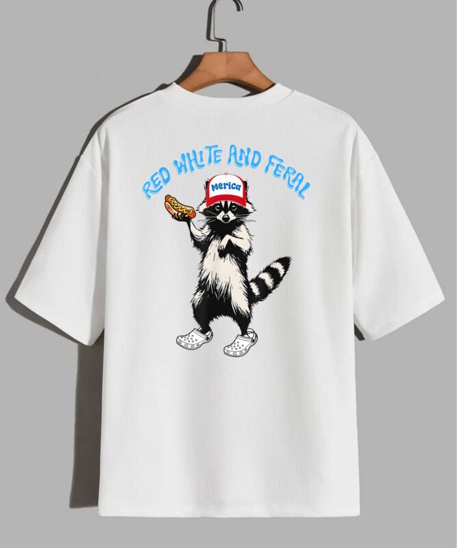 red white and feral T-Shirt Design