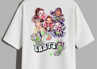 Bratz pixiez & butterfliez vintage group shot t-shirt design