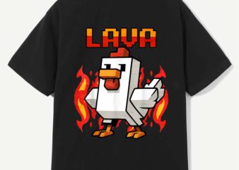 Funny Pixel Chicken cooked Gaming Boys Kids Game T-Shirt design