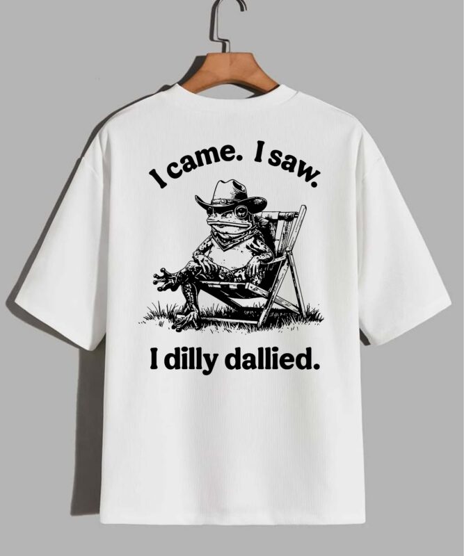 I Came I Saw I Dilly Dallied Frog Cowboy Funny T-Shirt design