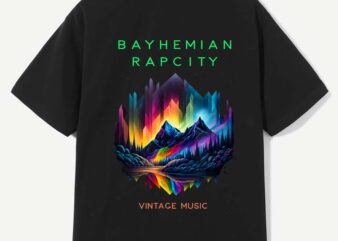 Bayhemian Rapcity – Vintage Psychedelic Music Tee T-Shirt design