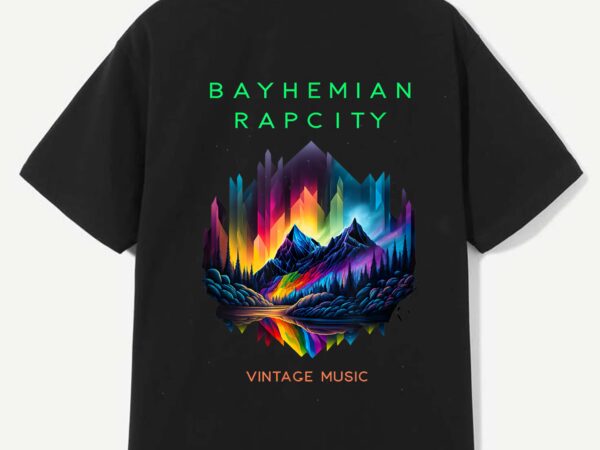 Bayhemian rapcity – vintage psychedelic music tee t-shirt design