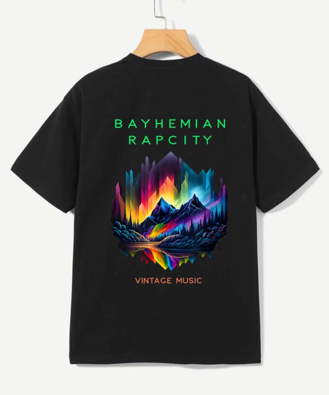 Bayhemian Rapcity – Vintage Psychedelic Music Tee T-Shirt design