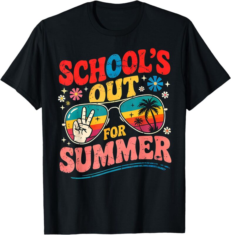 School’s Out For Summer Teachers Last Day Of School Retro T-Shirt_1