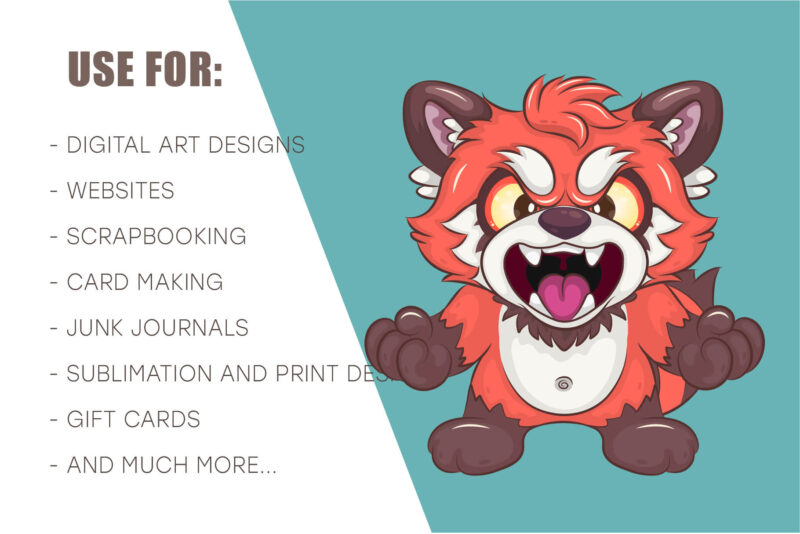 Set of Red Pandas 02. Animal Art.