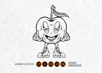 Cheerful apple Strain Giving Thumbs Up Outline illustrations