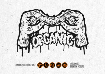Creepy Hands and Cannabis Joint Outline with Organic Text