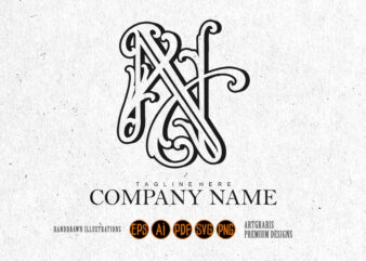 Vintage N Initials Outline for Company Logo Monochrome