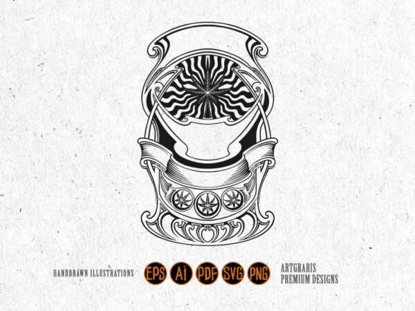 Vintage outline of art nouveau floral frame with emblems monochrome t shirt vector art Vintage outline of art nouveau floral frame with emblems monochrome t shirt vector art