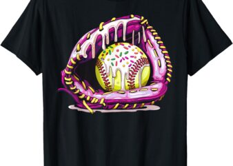 Softball Drip Ice Cream Sprinkles Softball Glove T-Shirt