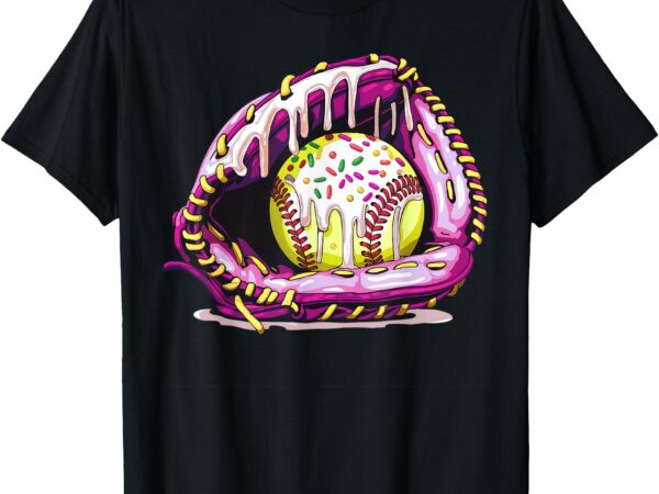 Softball drip ice cream sprinkles softball glove t-shirt