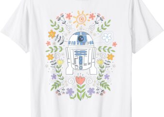 Star Wars Cute R2D2 Floral Spring Vibes Big Chest Logo T-Shirt