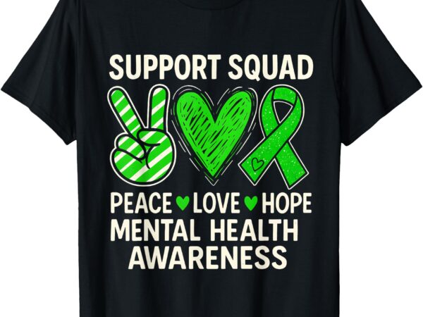 Support squad mental health awareness groovy green ribbon t-shirt