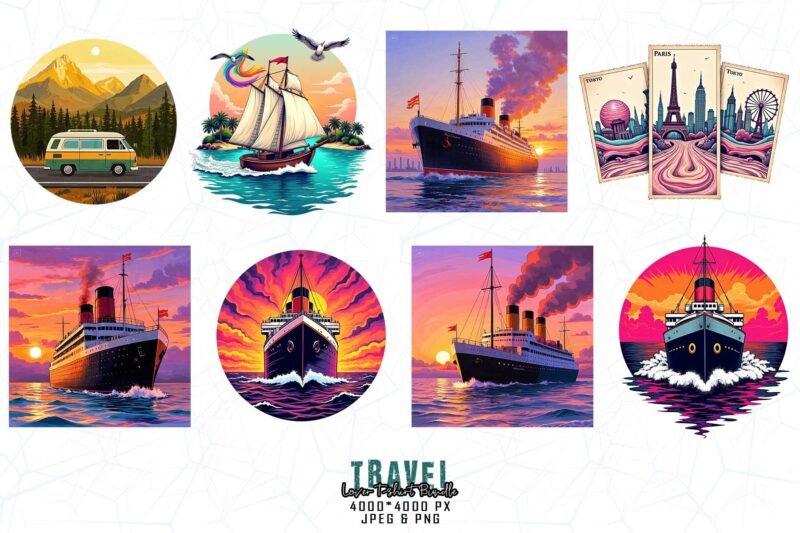 Popular Abstract Travel Lover t-shirt design bundle of 20 design