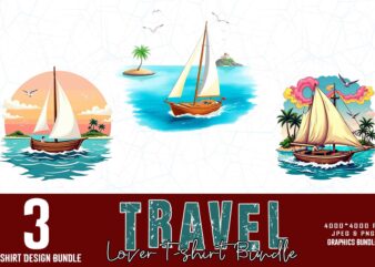 Trendy Retro Travel Lover t-shirt design bundle of 03 designs – download instantly Retro Vintage Tee