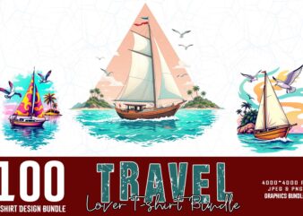 Vintage Travel Lover t-shirt design bundle of 100 designs – download instantly Retro Vintage Illustration