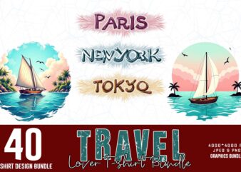 Popular Abstract Travel Lover t-shirt design bundle of 40 designs – download instantly