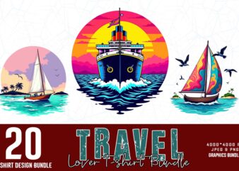 Popular Abstract Travel Lover t-shirt design bundle of 20 designs – download instantly