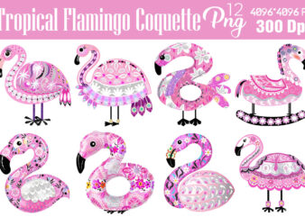 Tropical flamingo coquette png, summer