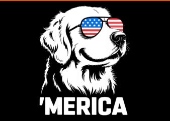 Patriotic Labrador Retriever Dog Merica US Flag 4Th Of July PNG, Labrador Retriever Dog 4TH Of July PNG