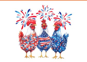 Patriotic Chicken Fireworks 4th of July PNG, Chicken 4th Of July PNG