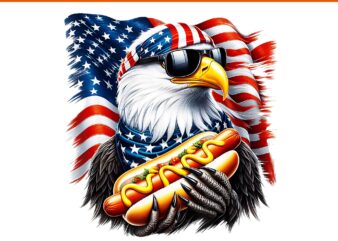 American Patriotic 4th of July Bald Eagle Hotdog PNG, Bald Eagle Hotdog 4th Of July PNG, Hotdog 4th Of July PNG