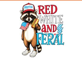 Raccoon 4th Of July Patriotic Red White And Feral, Red White And Feral Raccoon PNG, Raccoon 4th Of July PNG