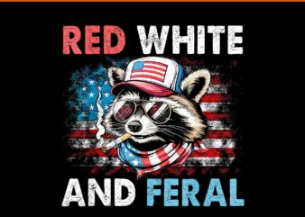 Raccoon 4th Of July Patriotic Red White And Feral, Red White And Feral Raccoon PNG, Raccoon 4th Of July PNG