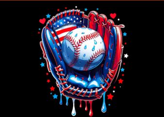 Baseball Glove Drip Boy Ice Cream Patriotic US Flag 4th Of July PNG, Baseball Drip PNG, Baseball Glove Drip PNG