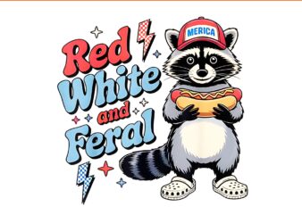Raccoon 4th Of July Patriotic Red White And Feral, Red White And Feral Raccoon PNG, Raccoon 4th Of July PNG