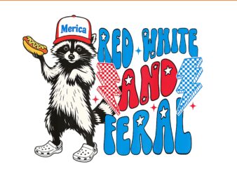 Raccoon 4th Of July Patriotic Red White And Feral, Red White And Feral Raccoon PNG, Raccoon 4th Of July PNG
