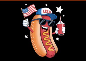 4th of July Hotdog PNG, Fourth of July Patriotic USA Flag PNG, Hotdog 4th Of July PNG