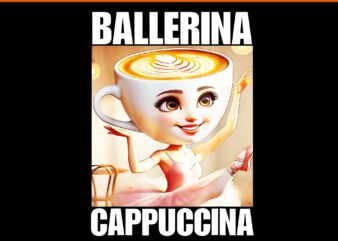 Ballerina Cappuccina Italian Brainrot Meme PNG, Ballerina Cappuccina PNG